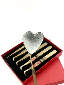 Vente en gros de pinces d'extension de cils Plasma or Slim Straight Boot Volume Instrument de beauté miroir en acier inoxydable avec design en forme de cœur - Product Image 6