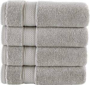 4 serviettes de bain à séchage rapide de couleur grise et solide en coton doux et absorbant pour la salle de bain, la chambre de bébé et la cuisine. - Product Image 2