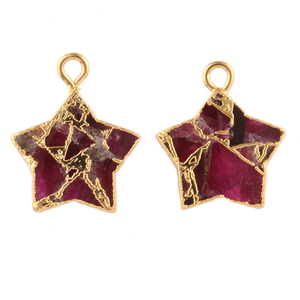 Connecteur en forme d'étoile en cuivre de 12 mm, turquoise rubis, plaqué or, avec un seul anneau, pour la fabrication de bijoux, fourni par l'usine - Product Image 1