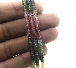 13" Long Natural Multi <b>Tourmaline</b> Gemstone Faceted Rondelle Beads High Quality for Beautiful <b>Bracelet</b> Necklace Earring - Product Image 1