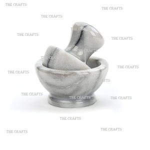 Ensemble de mortier et de pilon de couleur noire en marbre pour l'ail, fruits secs, herbes et épices, ustensiles de cuisine Imam Dasta en Inde - Product Image 2