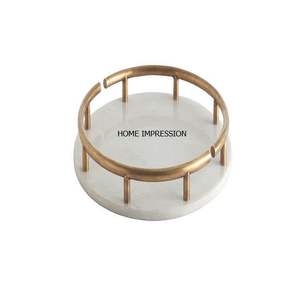 Bandeja Giratoria Redonda de Mármol con Cuentas Doradas Lazy Suzy - Product Image 4