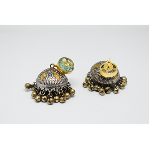 ต่างหูห่วงแบบจุ่มกา ประดับหินสองสี ทองเหลืองเคลือบด้านแบบดั้งเดิม สำหรับเด็กหญิงและสตรี - Product Image 2