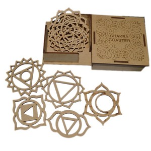 100% Velvet Jewelry Bag Customiz 7 Chakra Symbol Wooden <b>Coaster</b> - Product Image 1
