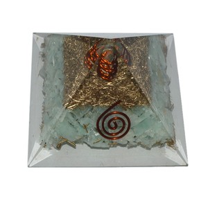 Buy Online Light Green Amazonite Orgone Pyramids with Crystal Point : Light Green Amazonite Orgone Pyramids for Sale - Product Image 1