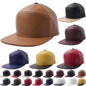 High Quality Leather Snapback Cap 100% Leather Sheep Skin Baseball <b>Hat</b> Caps Custom Your Own Design Embroidery Logo Caps - Product Image 6
