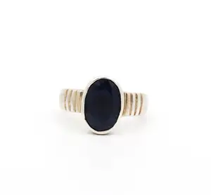 Natürlicher oval geformter blauer Saphir Edelstein Ring 925 Massivsterling-Silber Geburtsstein Gesundheit Positivität Schmuck zu verkaufen