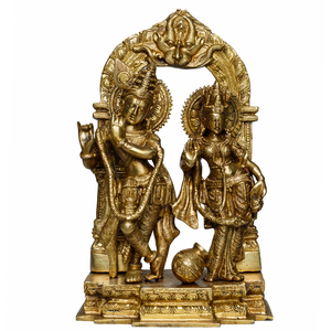 Statue en laiton de Radha Krishna |   Statue traditionnelle artisanale de haute qualité à des fins décoratives culturelles et religieuses - Product Image 1