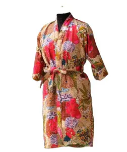 Wholesale Stock Robes Cotton Kimono Robes Sexy Women Long Robe With Pocket Wedding Bride Bridesmaid Dressing Gown Kimono Dress