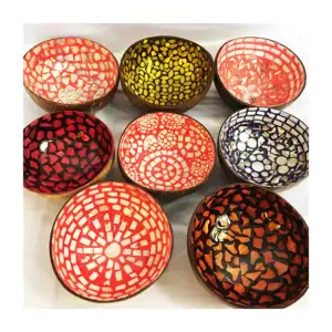 नारियल लाह खोल कटोरे के साथ समुद्र के गोले Eggshell जड़ा/वियतनामी lacquerware