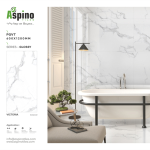 Carrara ห้องน้ำพอร์ซเลนเคลือบหินอ่อนดูพื้นและผนังกระเบื้องสีขาว60X120cm - Product Image 1
