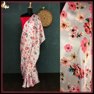 ชุดปาร์ตี้ผ้าไหมส่าหรีออกแบบใหม่ล่าสุดของผู้หญิงชุดส่าหรีกับเสื้อญี่ปุ่นผ้าซาตินผ้าเนื้อนุ่มพิมพ์ลายดิจิตอลชุดส่าหรี - Product Image 3