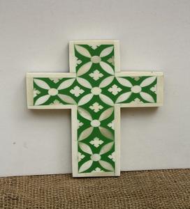 Croix d'incrustation d'os de décor de Noël | Tenture murale faite à la main pour des vacances et des cadeaux de vacances élégants à la maison - Product Image 2