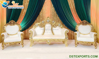 Ensemble de canapés de scène pour soirée Mehndi, élégant salon de mariage, chaise longue moderne sans dossier, ensemble de canapés en bois de teck pour événements