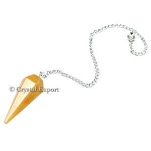 Pendule de guérison en Aventurine jaune à 6 faces, pendule jaune à facettes - Product Image 1