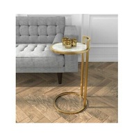 Table d'appoint contemporaine en laiton finition laiton avec plateau en marbre, fabriquée en Inde, pour salon, bureau à domicile et décoration de jardin