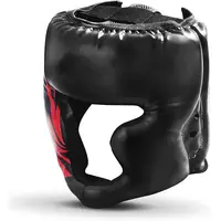 MHF PU Leder Kopfschutz Sparring Helm für Boxen, MMA, UFC, Kickboxen, Mixed Martial Arts, wresting-Schwarz