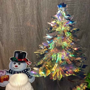 Adorno de Árbol de Navidad Iridiscente de Plástico de 33 cm, Iluminado, para Colgar en la Pared, Decoración Interior - Product Image 4