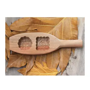 批发中秋传统月饼模具/手工雕刻的木制蛋糕模双形手柄WS0084587176063
