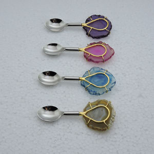 Trendy Look <b>Wood</b> & Resin Handle with & Stainless Steel Tea <b>Spoon</b> Cutlery 4 Pcs <b>Set</b> Dinnerware <b>Sets</b> Cutlery <b>Set</b> - Product Image 3