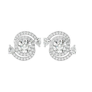 Pendientes elegantes de oro blanco de 14 quilates con diamantes, diseño de moda en línea con diamantes deslumbrantes - Product Image 1