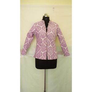Bloque de mano de algodón indio y chaquetas de algodón con estampado floral Parche DE TRABAJO Chaquetas de invierno de algodón puro para mujer Chaquetas acolchadas - Product Image 4