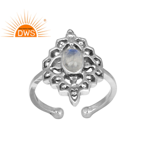 Antique <b>925</b> Sterling <b>Silver</b> Rainbow Moonstone Boho Ethnic <b>Ring</b> Oxidized Jewelry Supplier Classic Collection - Product Image 1