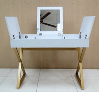 Table de maquillage moderne pliable en bois blanc avec miroir et 3 tiroirs pour chambre à coucher, salon et hôpital