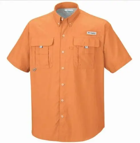 Custom Mens Button Down Short Sleeve Fishing Shirt UPF 30 Vented Hunting Tactical Shirt