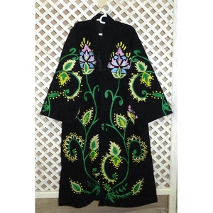 Dernier style, veste longue en dentelle brodée à la main, style Aari, motif floral naturel, écologique, style bohème chic, Suzani pour femmes - Product Image 1