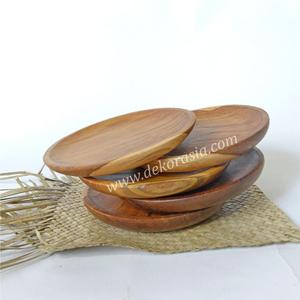 Bandeja redonda de madera de teca de lujo de 5,9 a 9,8 pulgadas Plato y cuencos Juego de vajilla elegante - Product Image 5