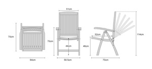 Chaise de salle à manger d'extérieur inclinable en teck massif, moderne, durable, avec pieds coniques, mobilier d'entreprise de haute qualité pour jardin et parc - Product Image 3