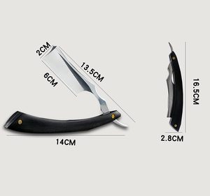 Couteau de rasoir à lame droite, couteau de barbier japonais à manche noir en bois fabriqué au Pakistan - Product Image 5