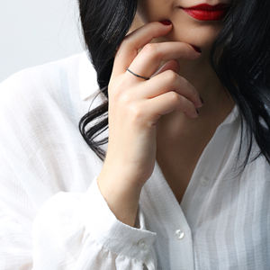 Anillo cuadrado de Plata de Ley 925 con piedra de circón, joyería turca hecha a mano - Product Image 2