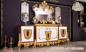Golden Royal ชุดโต๊ะทานอาหารแกะสลักจากนักออกแบบ,ชุดรับประทานอาหารระดับพรีเมียมทำจากไม้ที่ดีที่สุดสำหรับ6ที่นั่งชุดโต๊ะอาหารแบบดั้งเดิม - Product Image 4