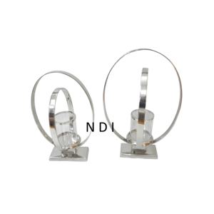 Bougeoir décoratif de style moderne à finition nickelée brillante - Product Image 2