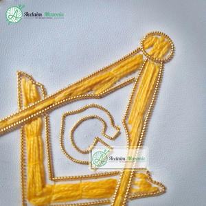 Masonic Grand Lodge Delantal de cuero de lujo con bordado a mano Insignia para coser Imán Adjuntar - Product Image 3