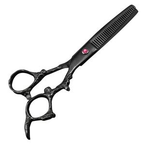 Ciseaux de coiffure en acier inoxydable de couleur noire approuvés CE Lot de 2 pièces Dragon Handle Barber et Rasoir amincissant - Product Image 2