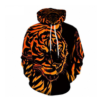 Hoodie Pria 100% Poliester Tenun, Dicuci, Custom Sublimasi Motif Api Tengkorak 3D, Bernapas, Ramah Lingkungan, Ukuran Besar