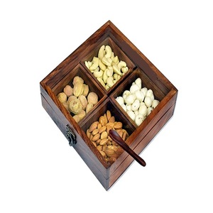กล่องเก็บขนมผลไม้อบแห้งทำจากไม้และแก้ว รูปทรงสี่เหลี่ยมผืนผ้า ทำด้วยมือ สำหรับใช้ในครัว - Product Image 6