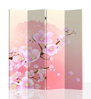 Paravent de séparation de pièce SCE moderne et mobile, imprimé couleur, avec cadre en bois et toile, série Fleurs et Arbres
