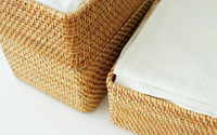 Panier de rangement rustique en rotin fait main avec couvercle et poignées, personnalisable, durable et robuste