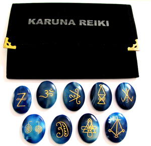 Ensemble de sauna Reiki en Onyx bleu, vêtement de guérison pour femmes, de forme ovale, offre spéciale en ligne - Product Image 1