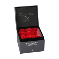 Boîte cadeau haut de gamme à double couche en papier mat UV avec logo argenté, pour fleurs, avec couvercle coulissant