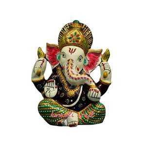 รูปปั้นครึ่งตัวของชาวฮินดู,รูปปั้นผสมผสานสีทองเคลือบทำงานรูปเคารพพระพิฆเนศพระพิฆเนศ - Product Image 1