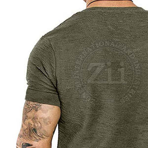 T-shirts de sport pour hommes, confortables, respirants, légers, en coton/polyester, écologiques, anti-froissement, séchage rapide, motif uni - Product Image 4