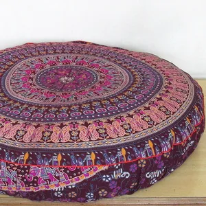 Puf-cojín redondo de meditación Bohemia, cubierta otomana de Mandala, almohadas de suelo, muebles grandes para sala de estar, taburete para el hogar y otomana