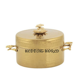 Cazuela de diseño de mesa de forma redonda, cazuela de diseño de mesa, calentador de alimentos de metal de lujo con acabado personalizado - Product Image 2