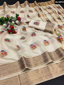 הודי אתני ללבוש סארי עבור נשים כותנה משי Banarasi משי סארי לחתונה ללבוש מעצב סארי אוסף עבור מזדמן פונקציה - Product Image 4