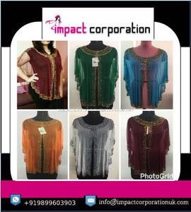 Elegant High Quality Women's Plus Size Poncho-Blouses Shirts Casual Solid Hand Embroidered Beads <b>Sequins</b> 500 Pieces for Autumn - Product Image 5